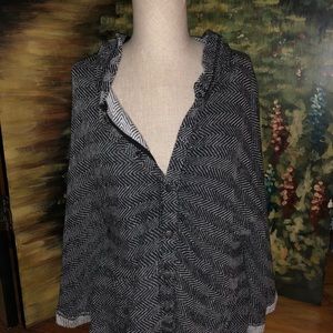 LUCKY BRAND Hooded Button Down Sweater Poncho